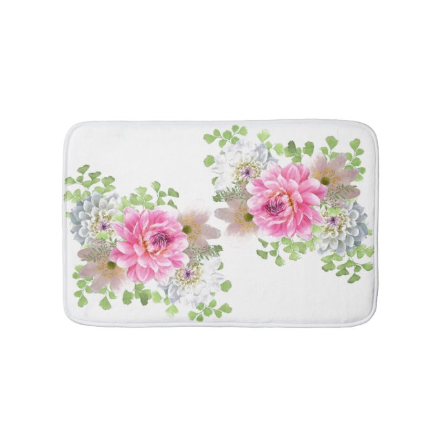 Tapis De Bain Élégant floral rose (Devant)
