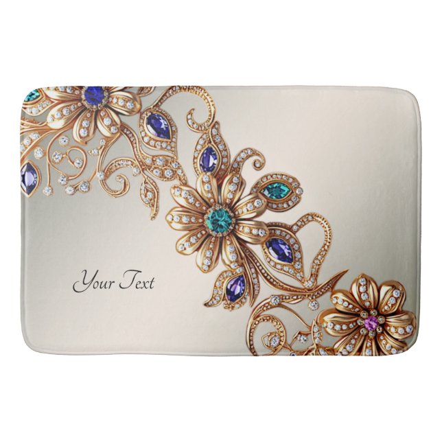 Tapis De Bain Elegant Gold Jewel Flowers Bath Mat (Devant)
