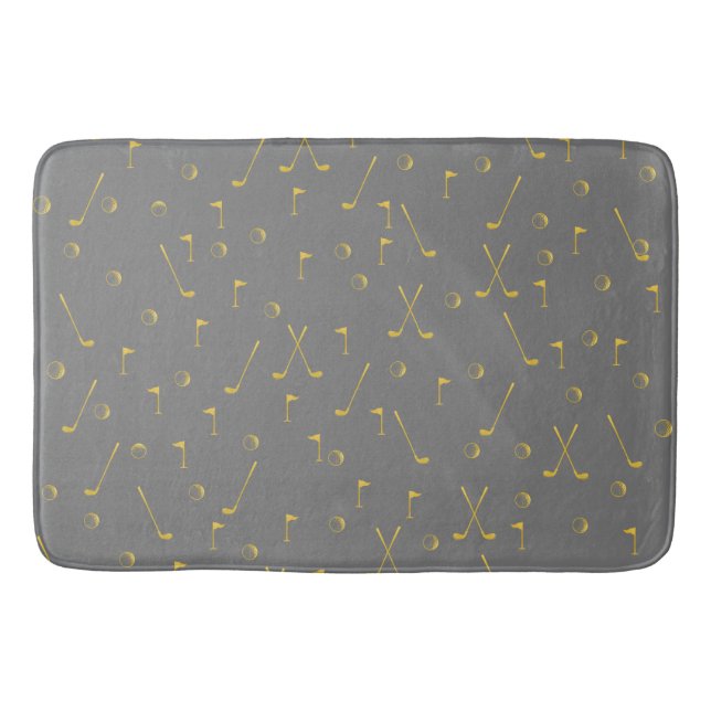 Tapis De Bain Elégant Gold Motif Golfer Grey (Devant)