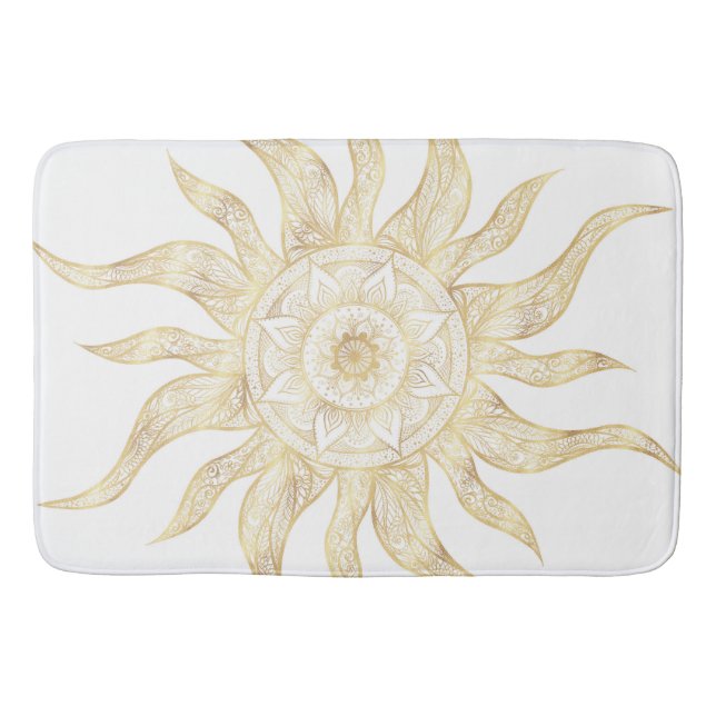 Tapis De Bain Elégant Gold Sun Mandala Design (Devant)