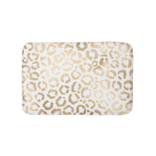 Tapis De Bain Elegant Gold White Leopard Cheetah Animal Print