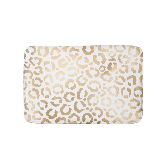 Tapis De Bain Elegant Gold White Leopard Cheetah Animal Print (Devant)