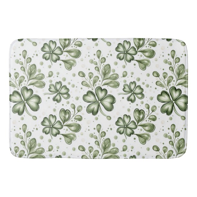 Tapis De Bain Elegant Green Clover Pattern  (Devant)