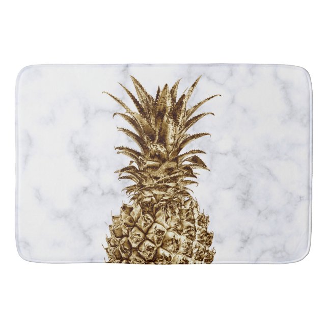 Tapis De Bain élégant joli ceinture en or et blanc marbre ananas (Devant)