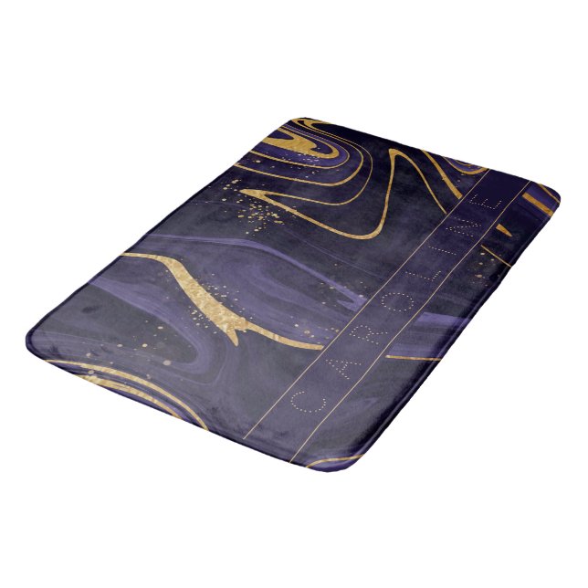 Tapis De Bain Elégant Luxe Violet Et Marbre Or Nom De L'Effet (Angle)