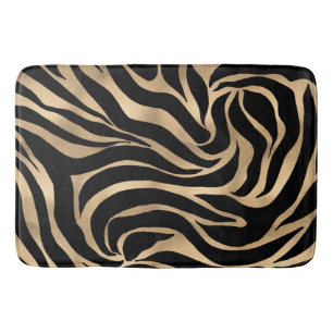 Tapis De Bain Elégant métal or Zèbre noir Poster de animal