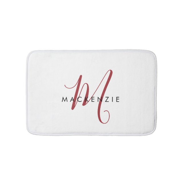 Tapis De Bain Élégant Monogramme blanc moderne (Devant)