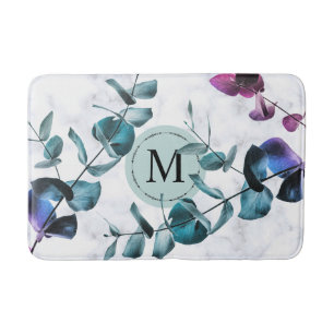 Tapis De Bain Élégant monogramme du feuillage d'eucalyptus en ma