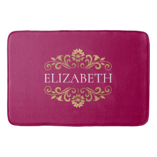 Tapis De Bain Élégant Monogramme Hot Rose Gold