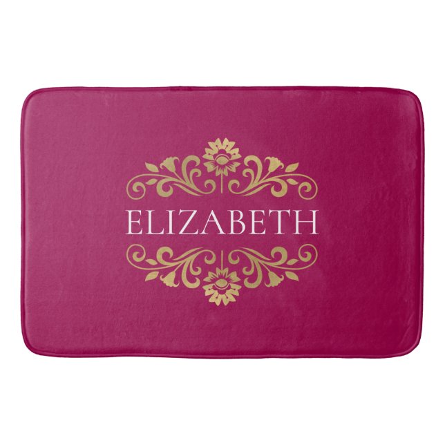 Tapis De Bain Élégant Monogramme Hot Rose Gold (Devant)