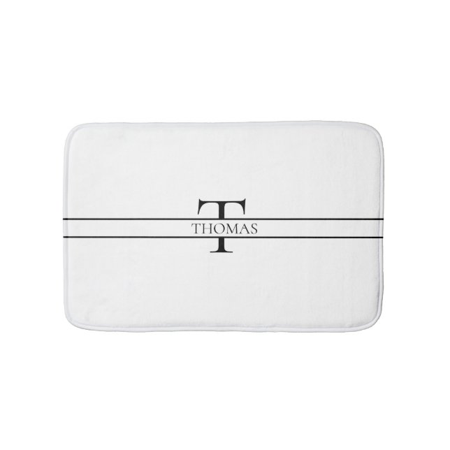 Tapis De Bain Élégant Monogramme Personnalisé Nom Personnalisé (Devant)