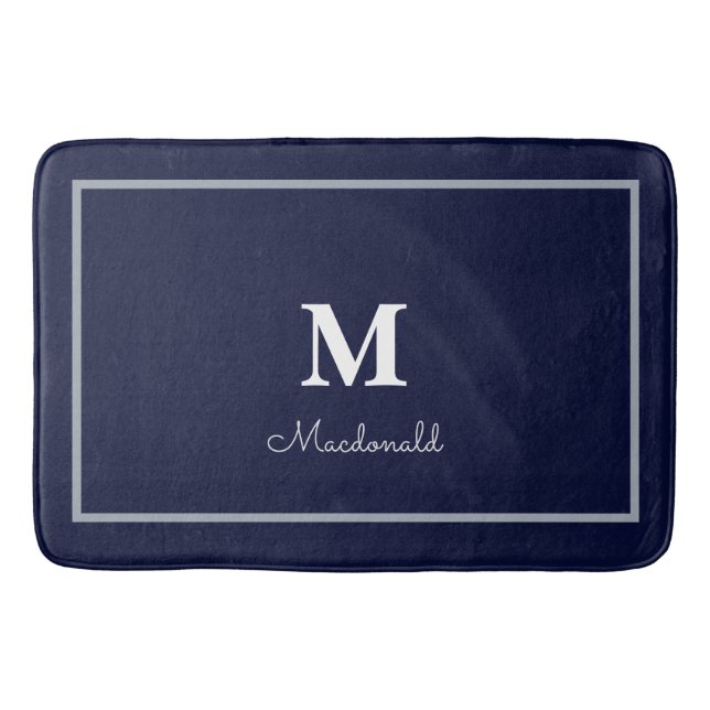 Tapis De Bain Élégant Monogramme Personnalisé Simple (Devant)