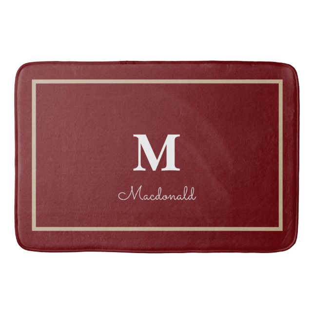 Tapis De Bain Élégant Monogramme Personnalisé Simple (Devant)