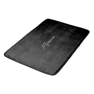 Tapis De Bain Élégant monogramme script noir