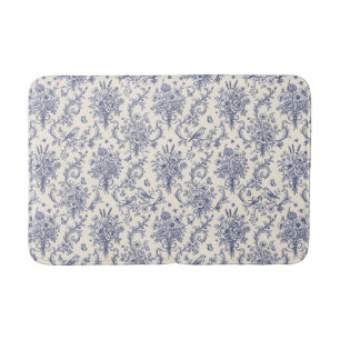 Tapis De Bain Élégant motif bleu Toile de Jouy de style campagna