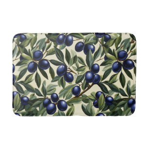 Tapis De Bain Élégant Motif de branche d'olivier avec des olives