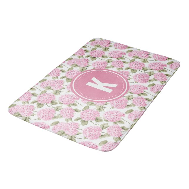 Tapis De Bain Élégant Motif de fleurs d'hydragea rose (Angle)