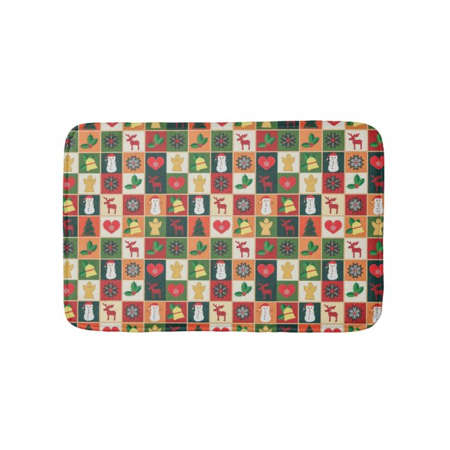 Tapis De Bain Élégant Motif de Noël coloré | Mat (Devant)