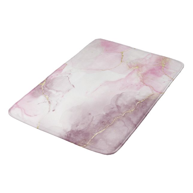 Tapis De Bain Élégant Motif de veine en marbre rose or (Angle)