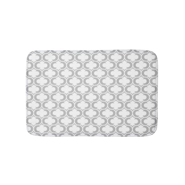 Tapis De Bain Élégant Motif en treillis blanc gris clair (Devant)