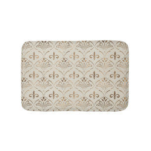 Tapis De Bain Élégant motif Fleur de lis - or pastel