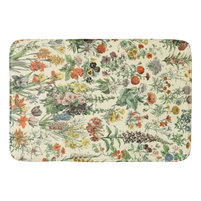 Tapis De Bain Élégant Motif Floral Fleurs Botaniques (Devant)