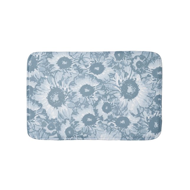 Tapis De Bain Élégant motif floral gris marine (Devant)