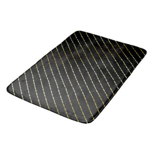 Tapis De Bain Elégant Motif géométrique en or sur noir