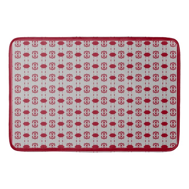 Tapis De Bain Elégant Motif gris argenté et bordeaux (Devant)
