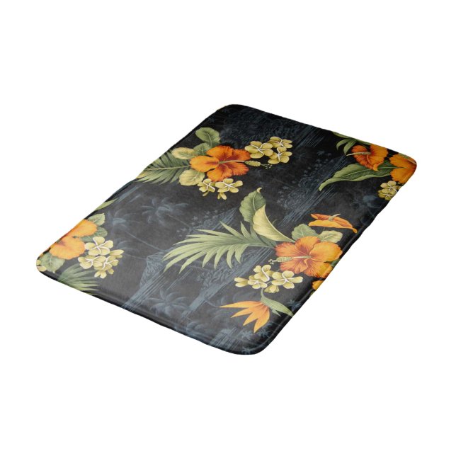 Tapis De Bain Élégant Motif Hawaiian Orange Hibiscus Flower (Angle)