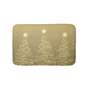 Tapis De Bain Élégant Noël étincelant arbres Or