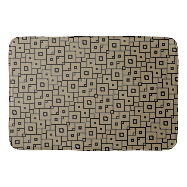 Tapis De Bain Elégant noir et bronze géométrique (Devant)