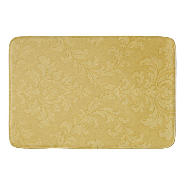 Tapis De Bain Élégant or clair baroque Damas (Devant)