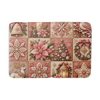 Tapis De Bain Elegant Pink Christmas Patchwork Blanket