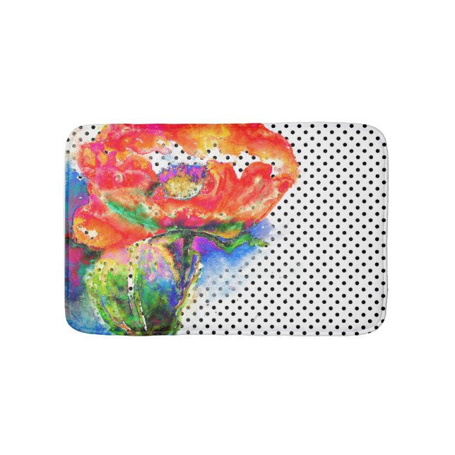 Tapis De Bain Elégant pois à aquarelle rouge abstrait (Devant)