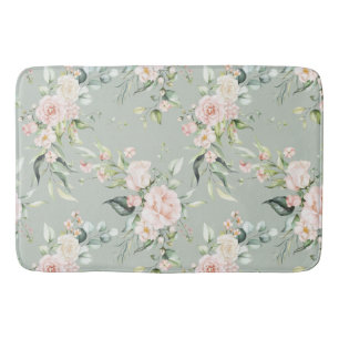 Tapis De Bain Élégant rose blanc Eucalyptus Sage Vert