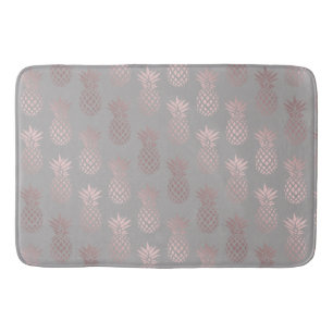 Tapis De Bain Élégant rose d'or et d'ananas gris motif