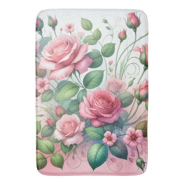 Tapis De Bain Elégant Rose Garden (devant Vertical)