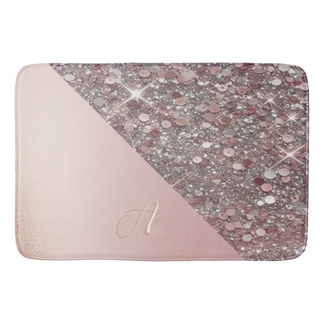 Tapis De Bain Elegant Rose Gold Monogram (Devant)