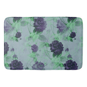 Tapis De Bain Elégant Shabby Chic Blue Rose Illustration