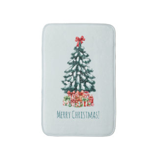 Tapis De Bain Elegant Snowy Christmas Tree
