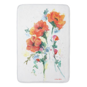 Tapis De Bain Élégant Trois Pépites d'Aquarelle Rouge