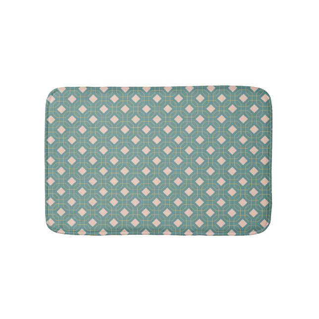 Tapis De Bain Élégant Turquoise Blush Mid Century Motif moderne (Devant)