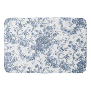 Tapis De Bain Élégant Vintage Français gravé Floral Toile-Bl