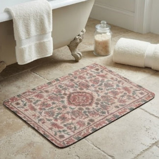 Tapis De Bain Elegant Vintage Persian Floral Warm Terra-Cotta
