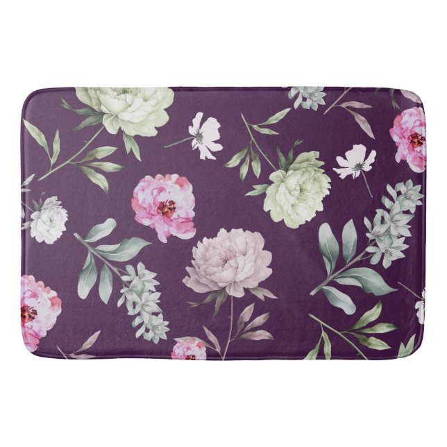 Tapis De Bain Élégant violet floral (Devant)