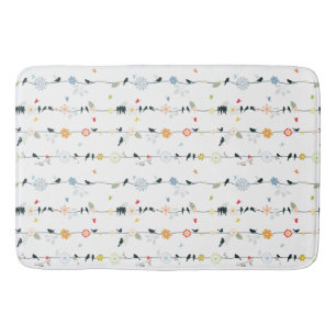 Tapis De Bain Élégant Whimsical Fun Black Birds & Flowers