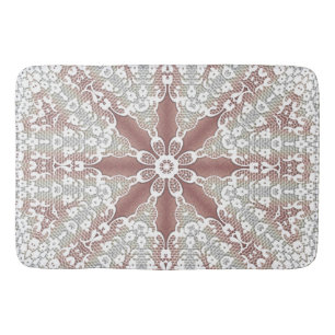 Tapis De Bain Élégante dentelle blanche chaume de bain florale