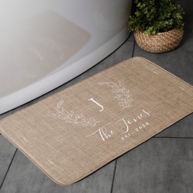 Tapis De Bain Élégante famille monogramme moderne ferme rustique (Créateur téléchargé)