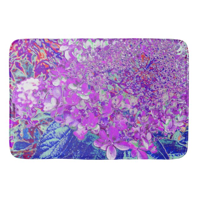 Tapis De Bain Élégante Hydrangée violette et bleu limelight (Devant)